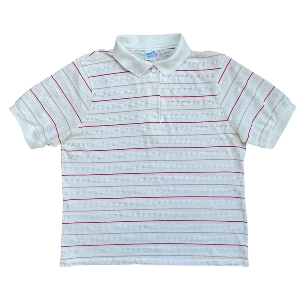Vintage Wrangler Polo Shirt Mens Large Fits Small Teen Large Striped 80s 90s USA